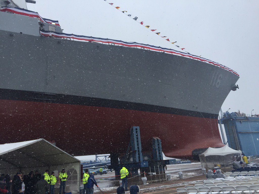 MaineWick's tweet photo. Awesome day for a Christening - DDG 116 looks great!!! #Hudner https://t.co/Oaet6mAd0D