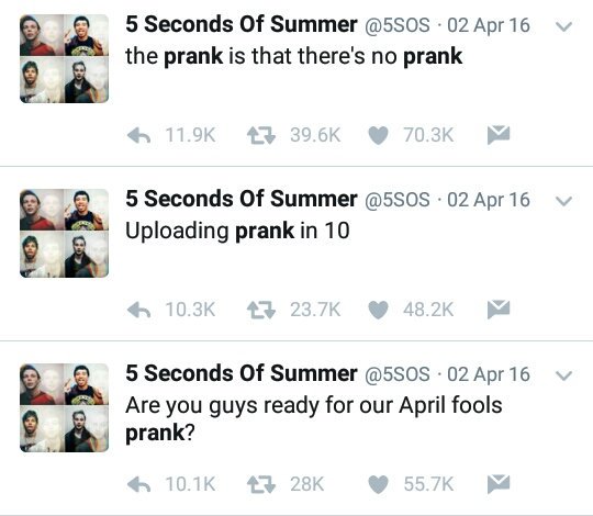 bellcurney's tweet photo. remember when 5sos pranked us https://t.co/X0efZwAJsL