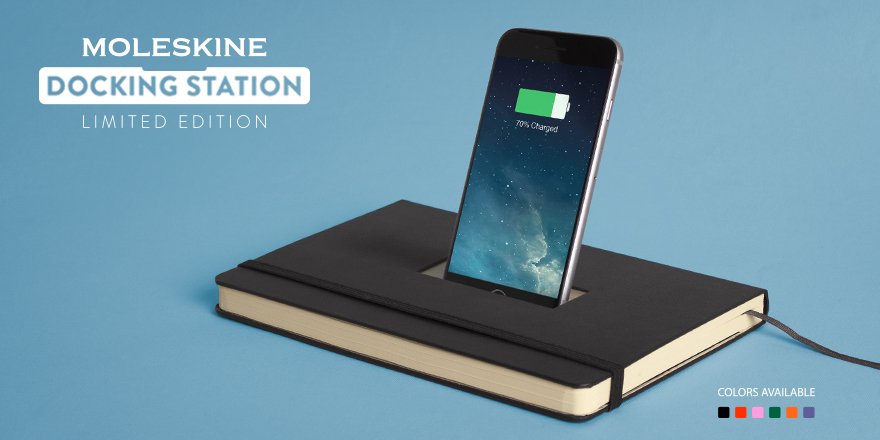 Charge your phone everywhere with the new #Moleskine Docking Station Limited Edition! No USB, just PaperTricity™