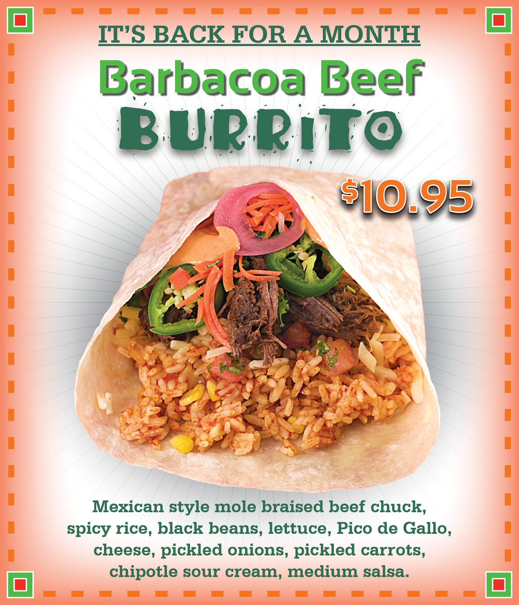HabanerosMTB's tweet photo. No #AprilFools joke! A fan favourite is back for the month of April. #barbacoabeef #burrito #madinhouse #chefinspired #Halifax https://t.co/3IeCwOCKo3