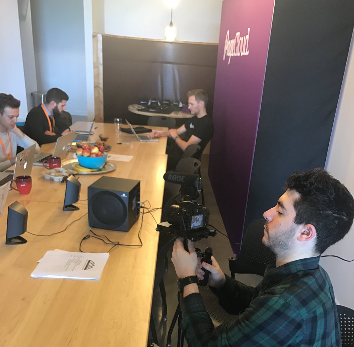 Pagecloud's tweet photo. Nick from @Telfer_uOttawa and @TelferMarketing taking video of @LegacyCan #IDEATION sessions at #PageCloud HQ today! https://t.co/VoYcS1Uwf6