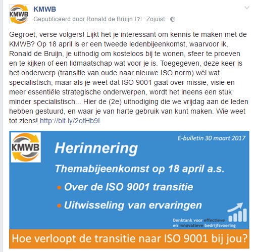Kwaliteitskring's tweet photo. 18 april 2e ledenbijeenkomst dit jaar: over de transitie van oude naar nieuwe ISO 9001 norm. Ook niet-leden welkom! https://t.co/ZWLPpPhziJ https://t.co/RPvl9UtGHs