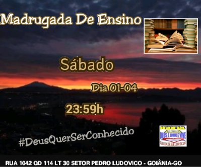 deusebomevive's tweet photo. É hoje,
Madrugada de ensino.
Todos são nossos convidados.
#DeusQuerSerConhecido https://t.co/EVhApOVLrM