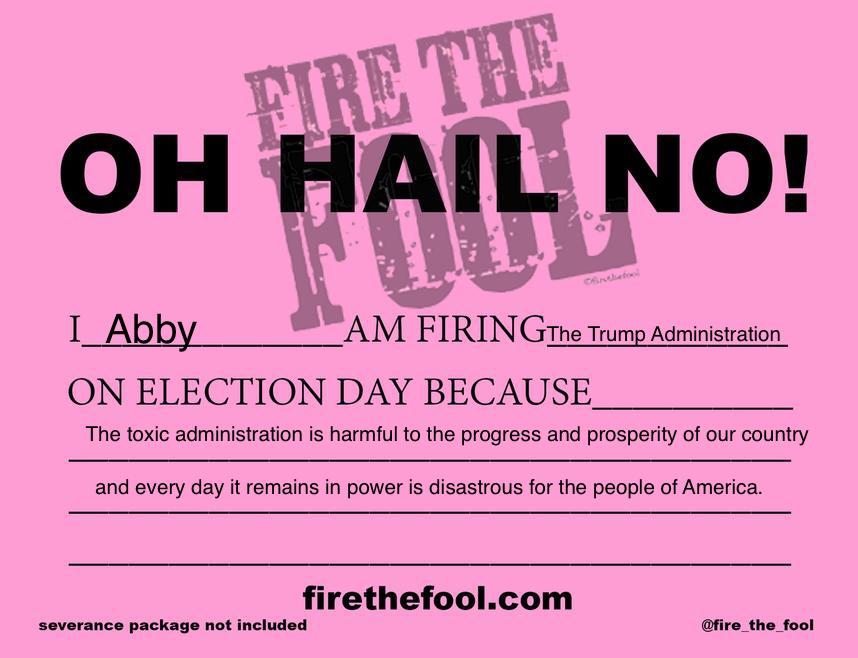ISpyRva's tweet photo. @realDonaldTrump We the People are serving you with your termination notice. You represent nothing that we stand for. YOU'RE FIRED #Flood45 https://t.co/QFneB4vmZw