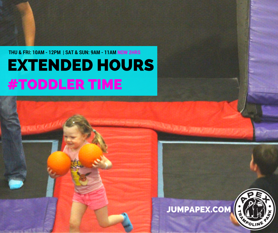 JumpApex's tweet photo. #ToddlerTime at #JumpApex. Now 2hr sessions for Weekends too! Come &amp; Join the #FamilyFun Info: https://t.co/GLCVR9SWAq #ApexTrampolinePark https://t.co/v6zghSPlh1