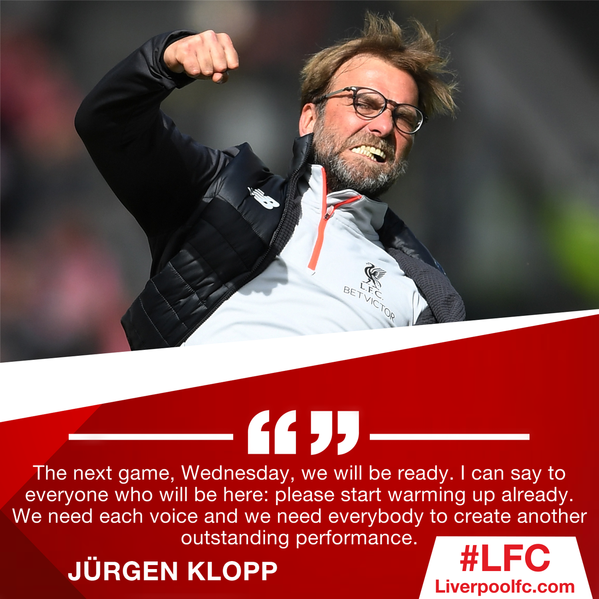 LFC's tweet photo. Let's do it together again on Wednesday. 👊 https://t.co/fViO826zEt