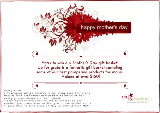 redleafwellness's tweet image. Red Leaf Wellness #MothersDay 2017 Gift Basket Draw!  Good luck to all! redleafwellness.ca/red-leaf-welln…