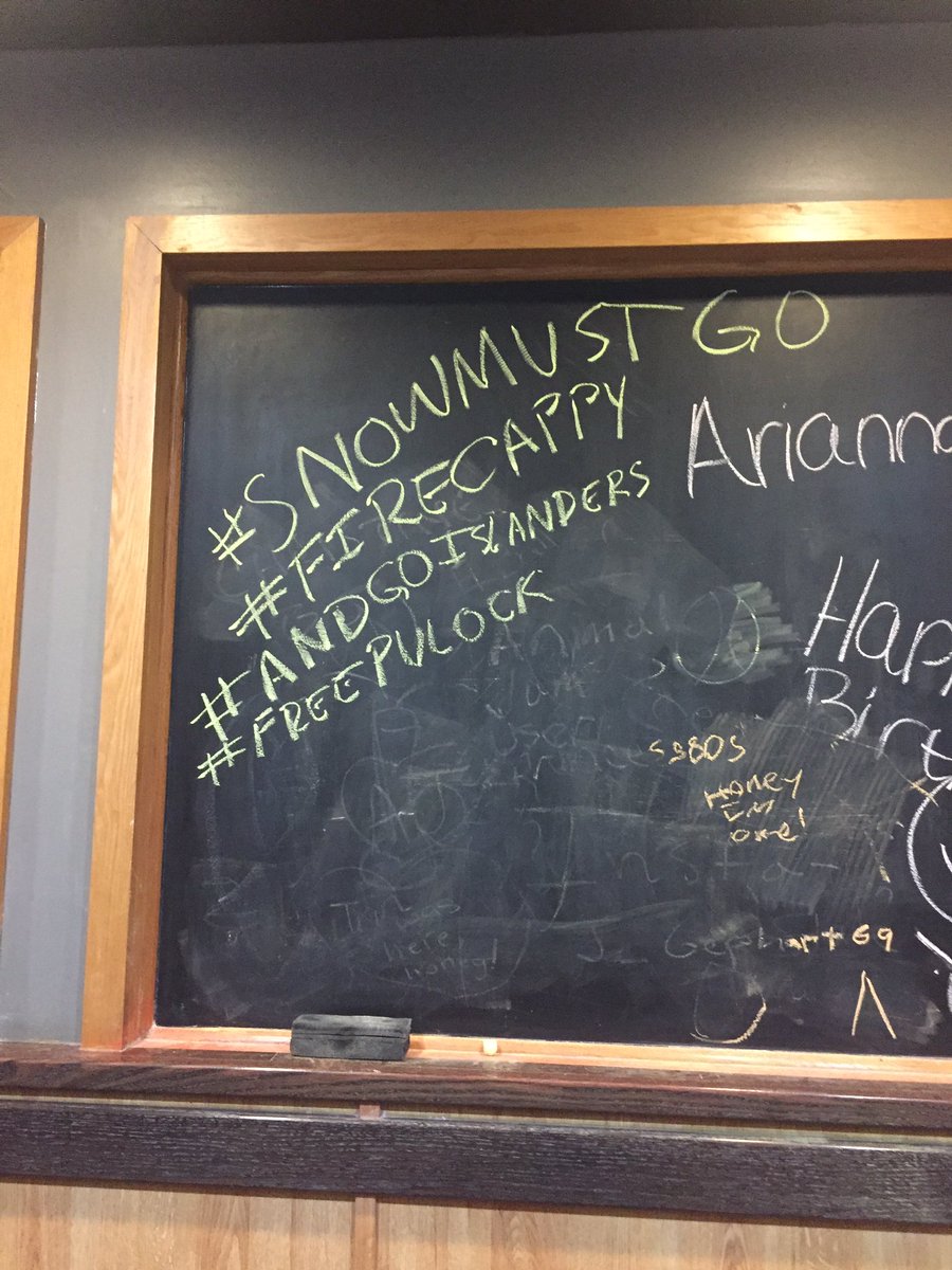 esposimi's tweet photo. @IslesWhiteSUV Spreading the word in Red Robin #SnowMustGo #FireCappy #AndGoIslanders #FreePulock https://t.co/QgGVTn9t0g