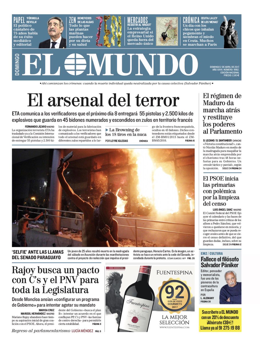 elmundoes's tweet photo. #LaPortada del domingo 2 de abril https://t.co/Wvlmm2YUXJ