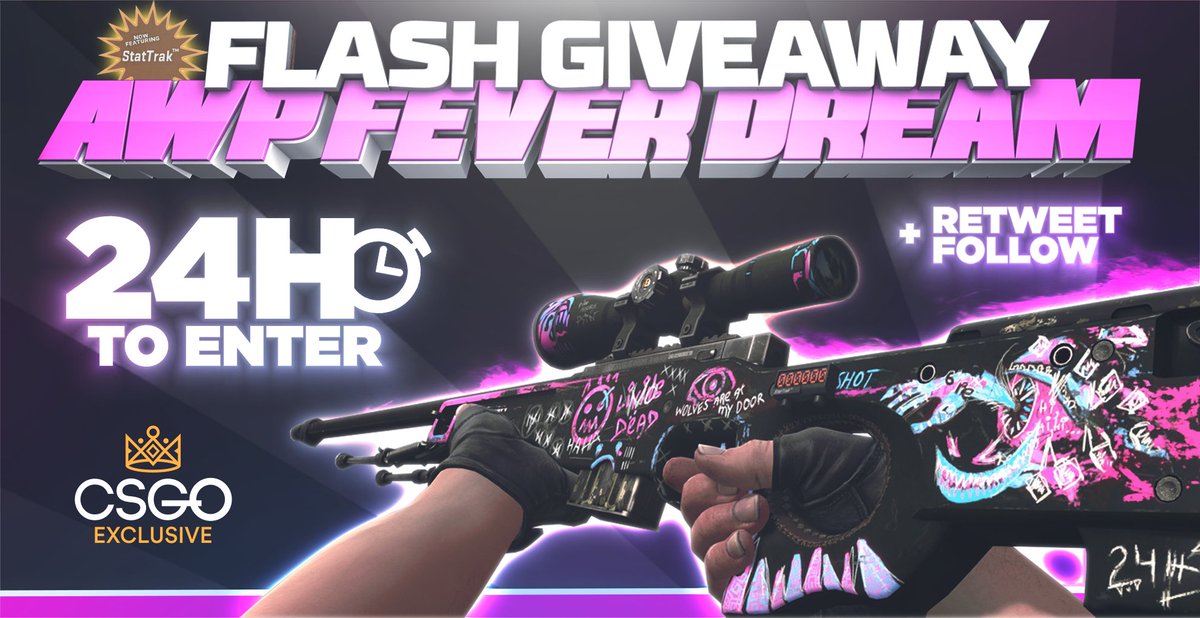 CSGOExclusive's tweet photo. https://t.co/BxR4VzBirf's StatTrak™ AWP | Fever Dream Giveaway!

- RT + Follow!
- Turn Notifications ON!

Winner drawn in 24h! https://t.co/5CinsCJ9Cg