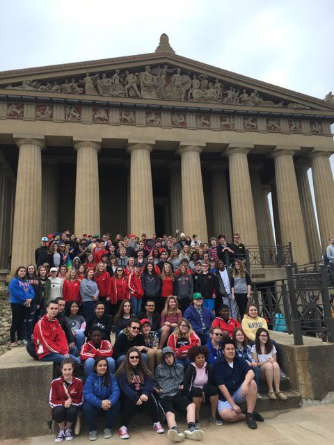 M100Alton's tweet photo. The Marching 100 in front of the Parthenon in Centennial Park #Nashville17 https://t.co/ZEwd3jjOz9