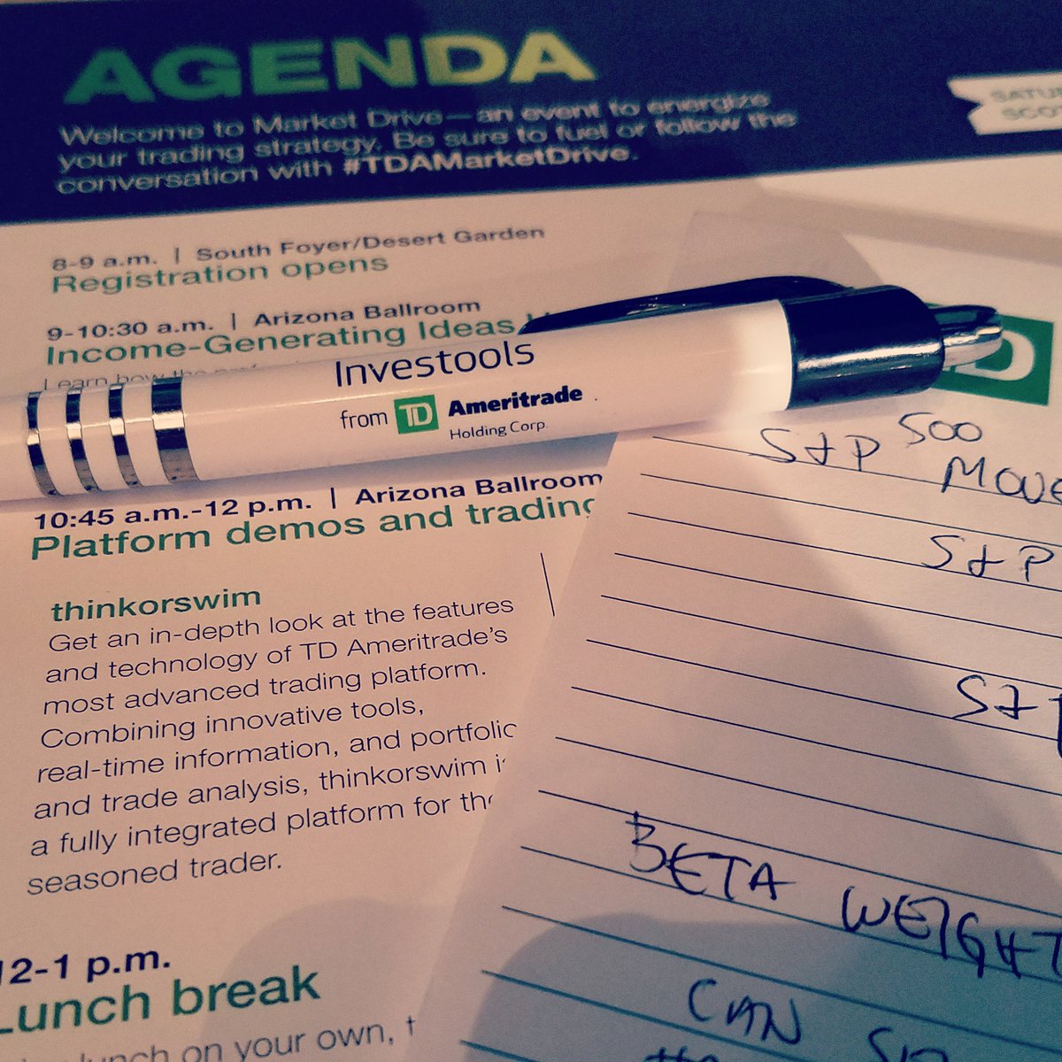 jeffturneraz's tweet photo. Taking notes, best thing of note so far, Beta Weighting your entire portfolio into something like the SPY #TDAMarketdrive https://t.co/2MwvmcLwL9