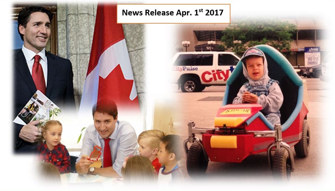 MotionMobility's tweet photo. #Prime Minister, Justin Trudeau who loves #children, announced an investment of $2.4 million to Top Motion and Mobility Inc. to build Kidcar https://t.co/7M4bISR1Ai