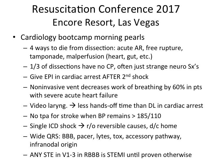 amalmattu's tweet photo. Resus conference Cardiology Bootcamp today, morning pearls, all-star cast: Slovis, Tabas, Stahmer @chitwngurl @critcareguys #resus17 #FOAMed https://t.co/oXixLSw3BM
