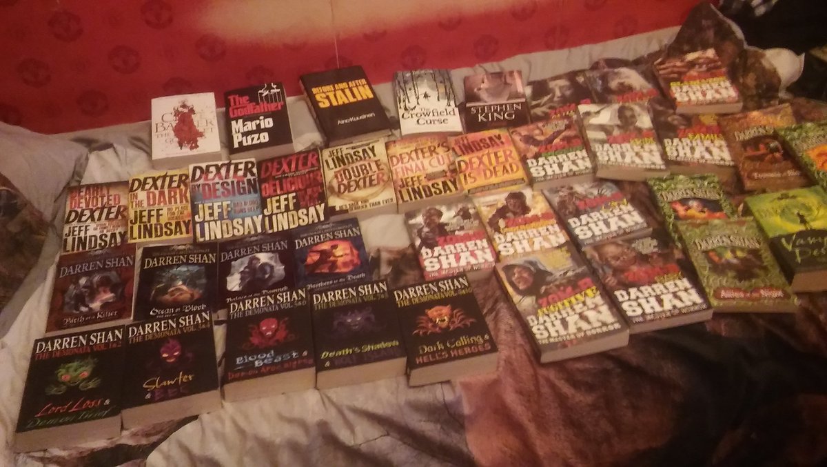 // *lays out most of my books on my bed*
*bed looks like a small library*