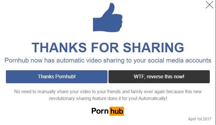 Chaosxsilencer's tweet photo. Pornhub definitely gets the #1 spot for April Fools 😂 https://t.co/kSS2pf6RQ2
