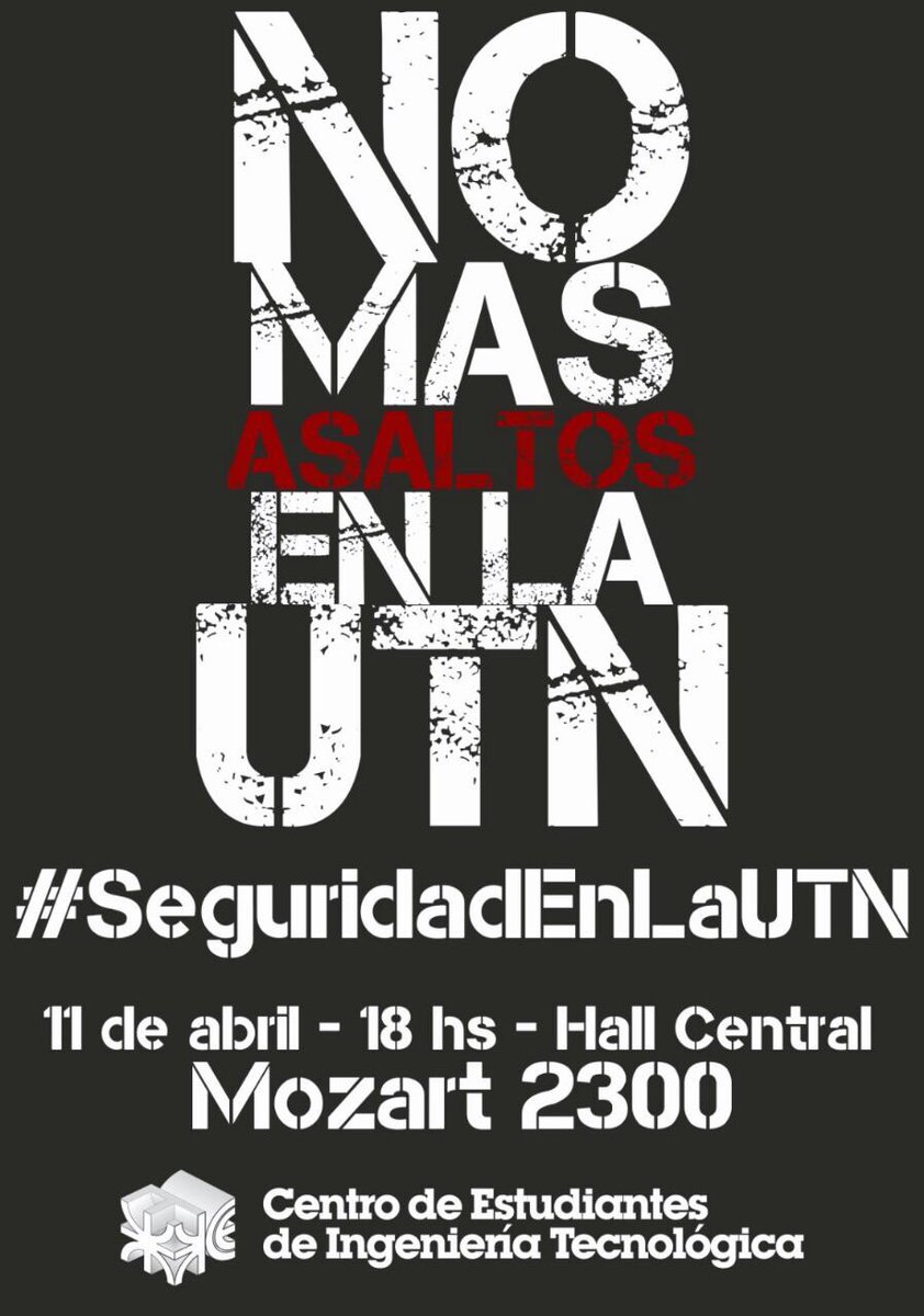 Exigimos más presencia de seguridad en nuestra casa de estudio <a href="/frbautn/">UTN Buenos Aires</a> #SeguridadEnLaUTN <a href="/horaciorlarreta/">Larreta</a> @ocampomartin83 <a href="/C5N/">C5N</a>