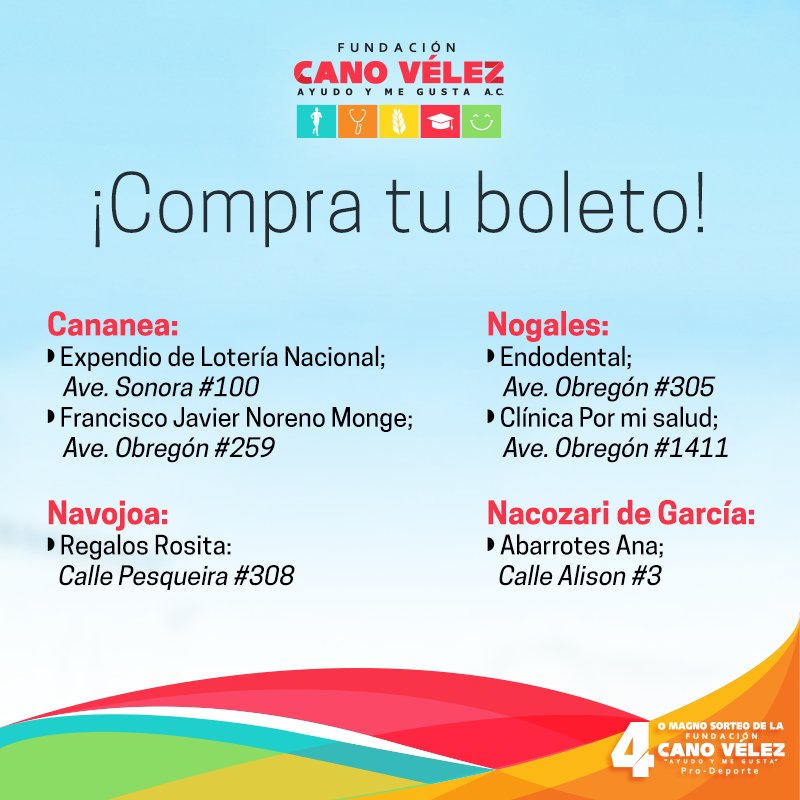 ¿En qué municipio de Sonora te encuentras? ¿Ya ubicaste el punto de venta de los boletos del #4toSorteoFCV? Recuerda #AyudoYMeGusta