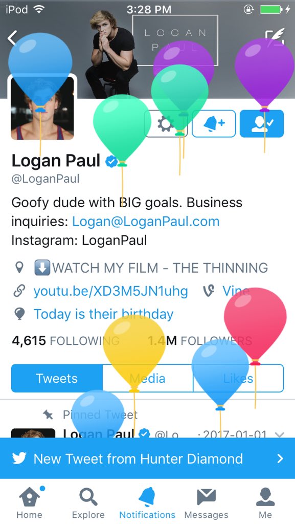  Hey Logan Paul your my favourite dude and your awesome.. Happy Birthday Logan 