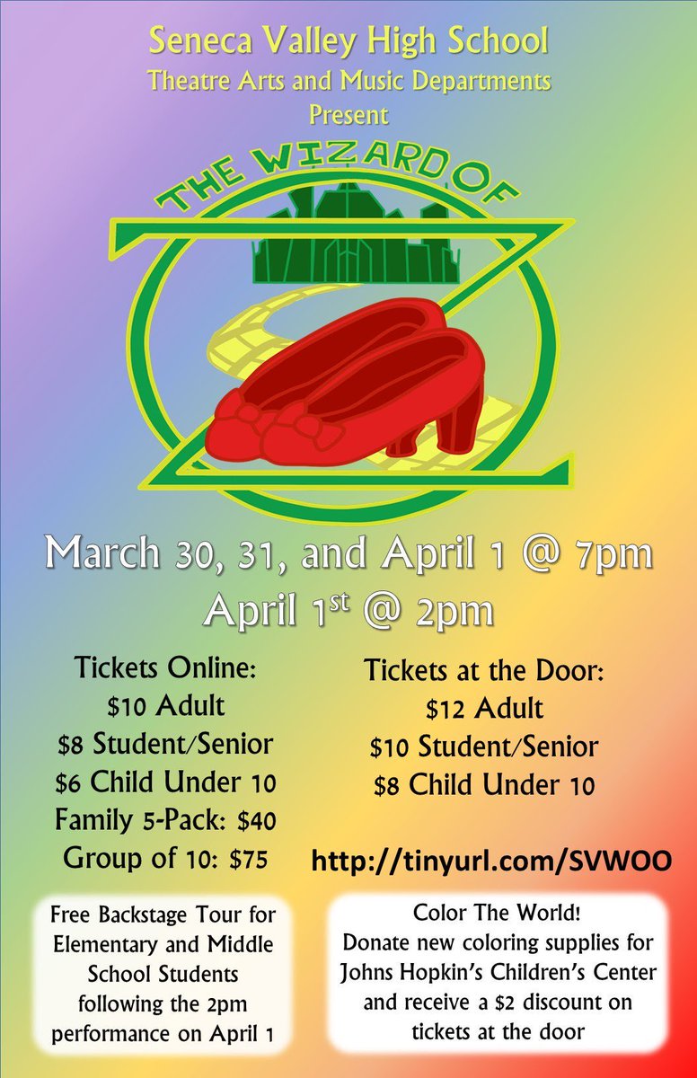 Don't miss your chance to see The Wizard of Oz performed by our amazing SVHS Theater students @MoDrama4JoMama Last Performance tonight @7