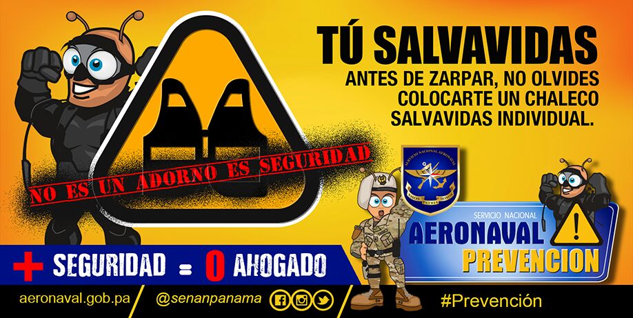 aeronavalpanama's tweet photo. Es importante cuando estemos a bordo de una embarcación llevar puesto el chaleco salvavidas. Aeronaval #ContigoYSiempre https://t.co/lsJlZROmk4