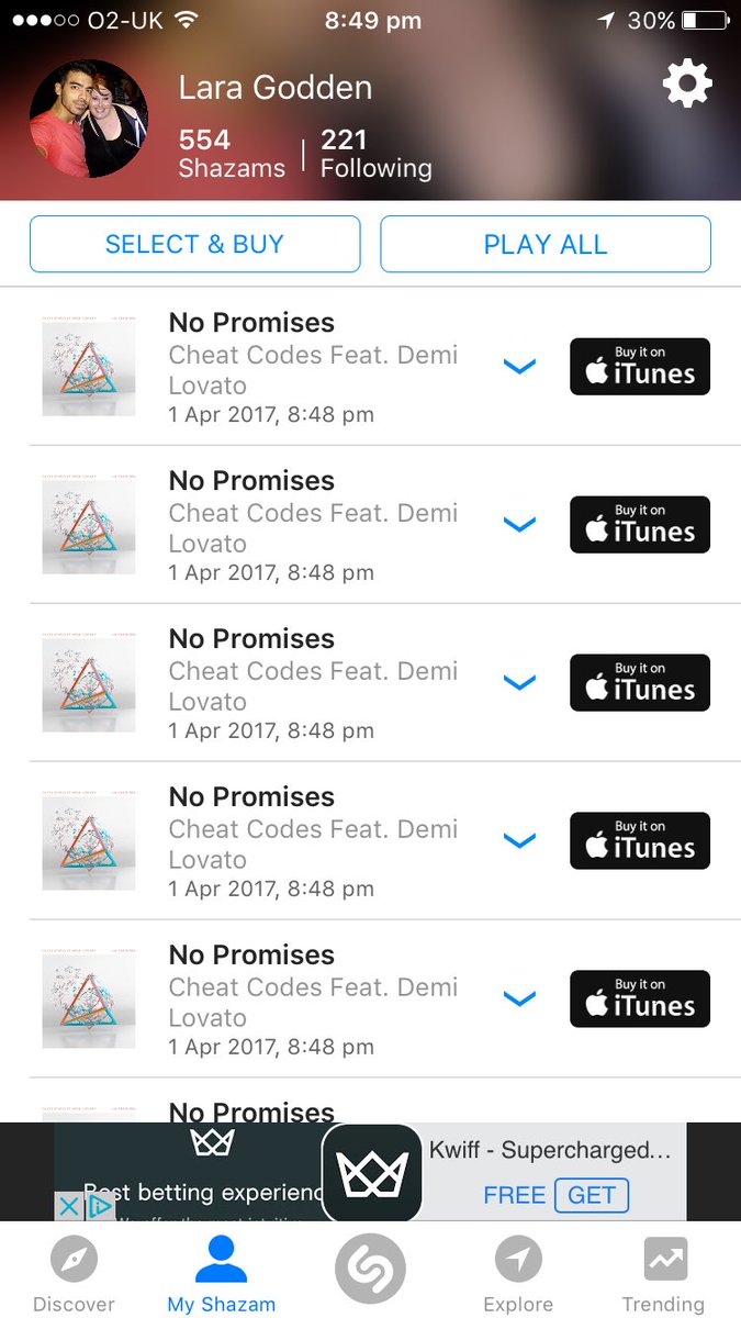 LaraDuffLovato's tweet photo. OVER 550 & STILL GOING ๐๐๐ผ๐ #NoPromises #NoPromisesStreamingParty #JCMDNoPromisesStreamingParty #JCMDNoPromisesShazamParty @justcatchmedemi https://t.co/zzNaI2yPKh
