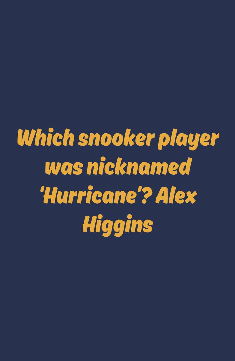 kengorman53's tweet photo. Which snooker player was nicknamed ‘Hurricane’? Alex Higgins#trivia #interesting #TriviaQ&A https://t.co/VlPvaFwEJ9
