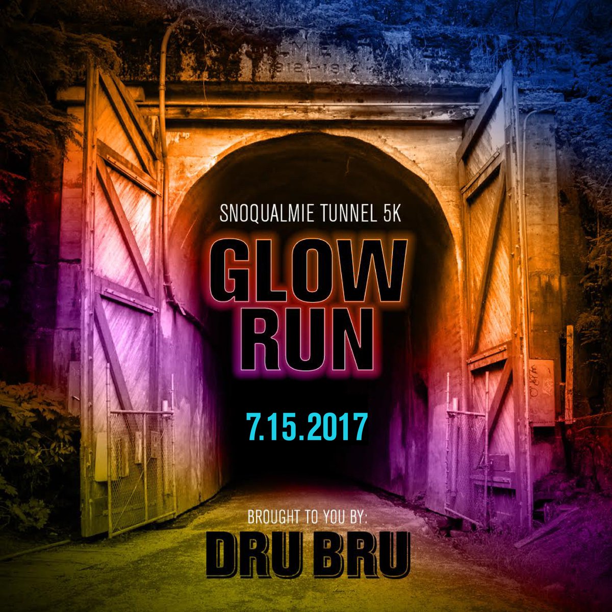 DRUBRU's tweet image. Save the Date! #DruBru 5k #GlowRun is back. All-ages, glow in the dark walk or run through the historic #SnoqualmieTunnel. #funrun