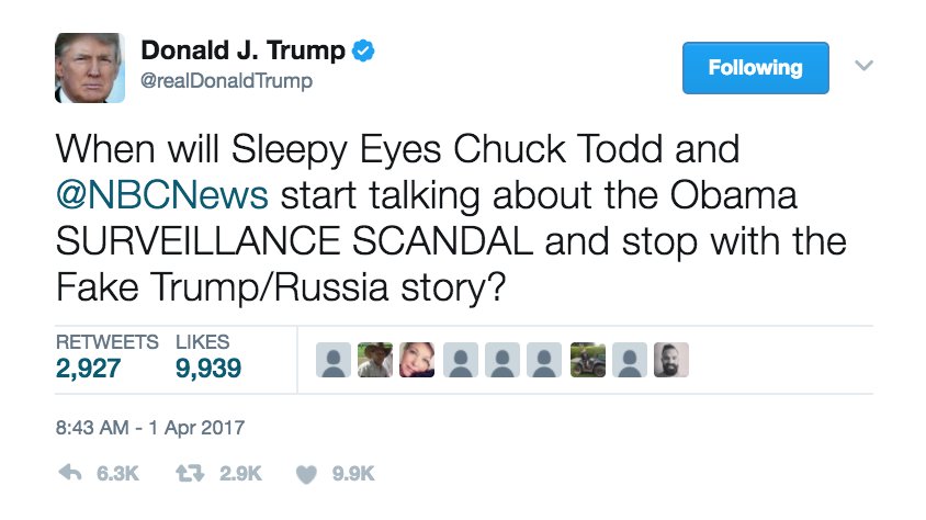 thehill's tweet photo. Trump tells "Sleepy Eyes Chuck Todd" and NBC to stop covering Russia story https://t.co/k0y41T9gcG https://t.co/NOPb9cmZn0