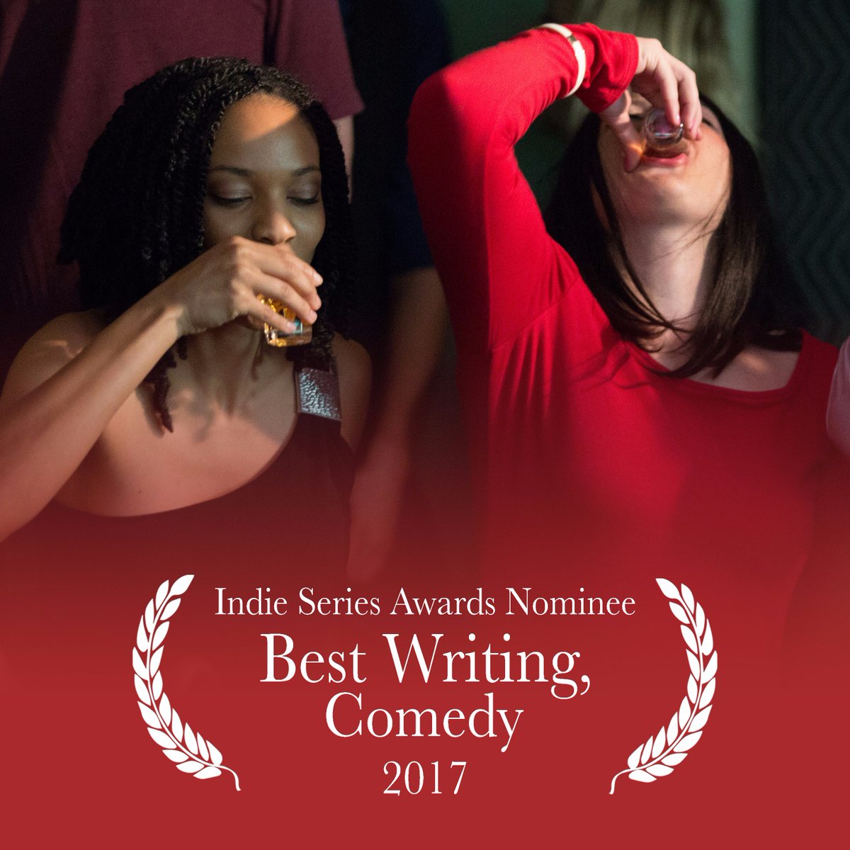 FAMEDOGS's tweet photo. Seven days of ISAs, day four! Raise a glass to our Best Writing - Comedy nom!! #famedogs https://t.co/rMUckc3PHZ