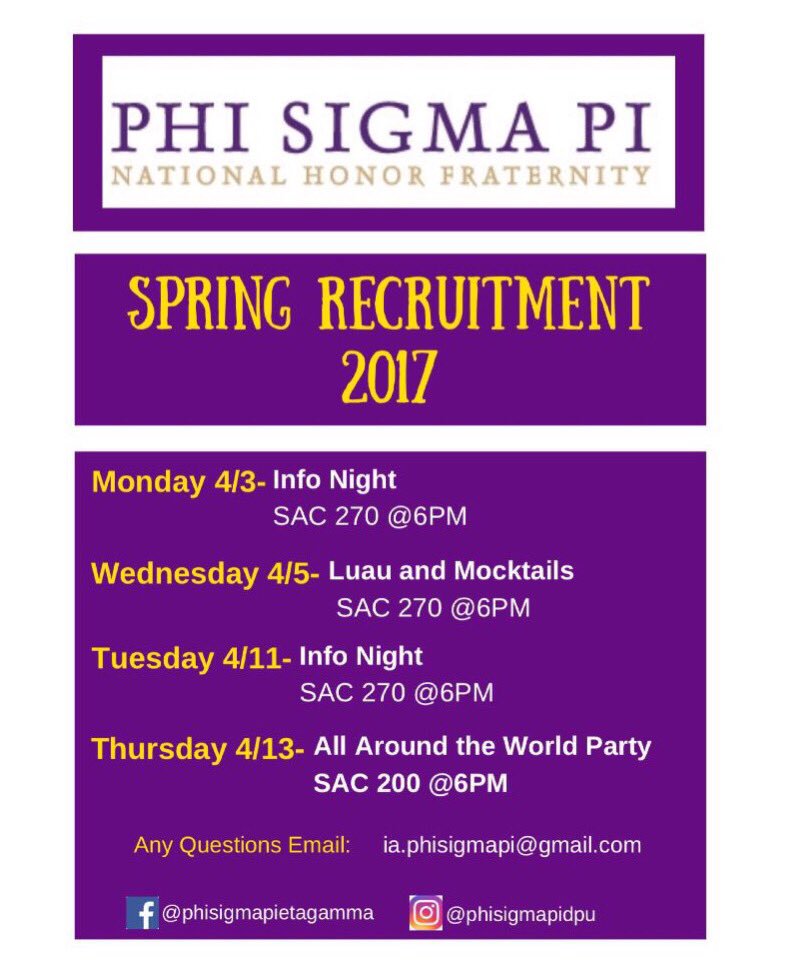 PhiSigmaPiDPU's tweet photo. April Showers bring May Brothers 🌷 Join us for our Spring Quarter recruitment events! #DePaul #Recruitment #PhiSigmaPi #pspdpu https://t.co/eXgKCjkstb