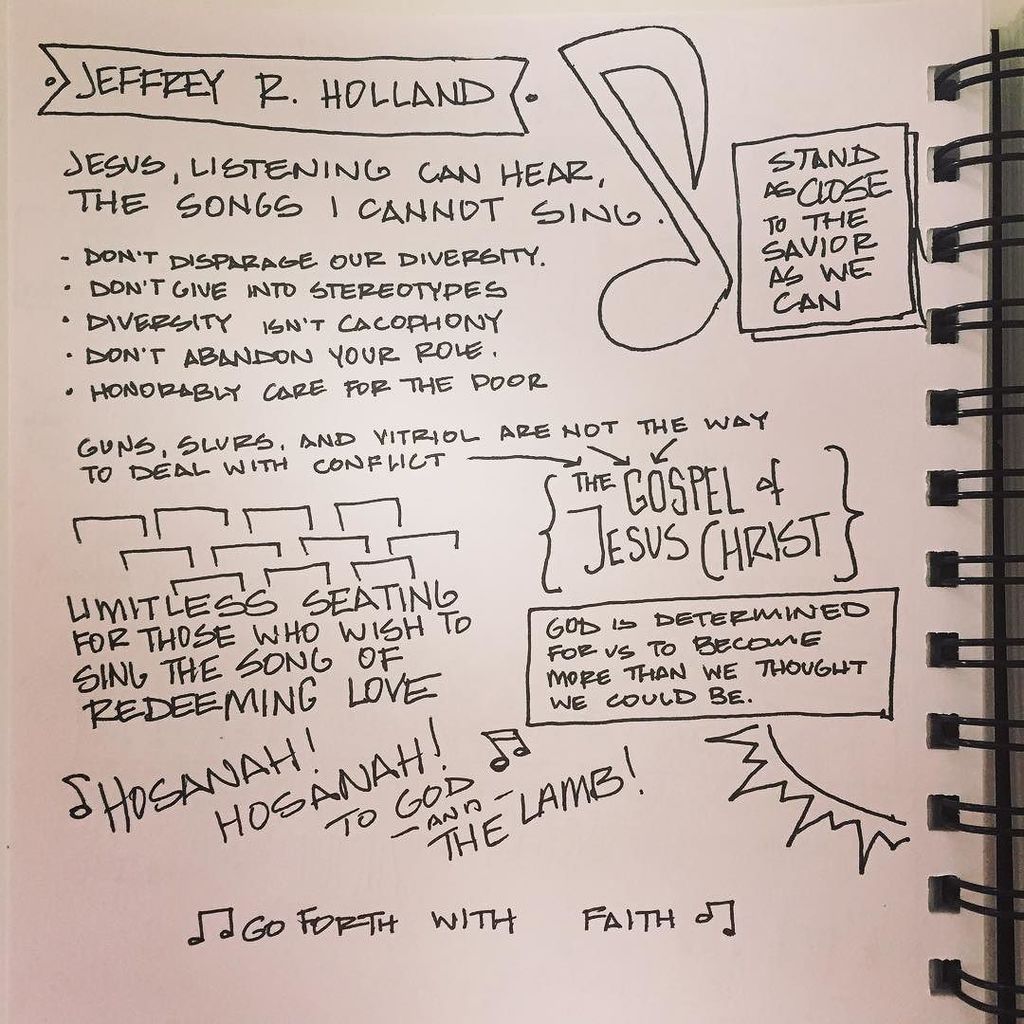 ValentineJames's tweet photo. Elder Holland: there are limitless seating for those who wish to sing the song of redeeming love. #ldsconf https://t.co/UTrB1dugT6
