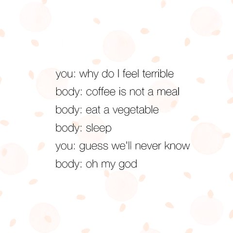 mindbodygreen's tweet photo. Our bodies are talking to us 24/7. 🗣 Start listening before they have to start screaming. 🙈😂🙌  #mindbodygram https://t.co/Hw6TeAPrF4 https://t.co/aFzh9UHTp2