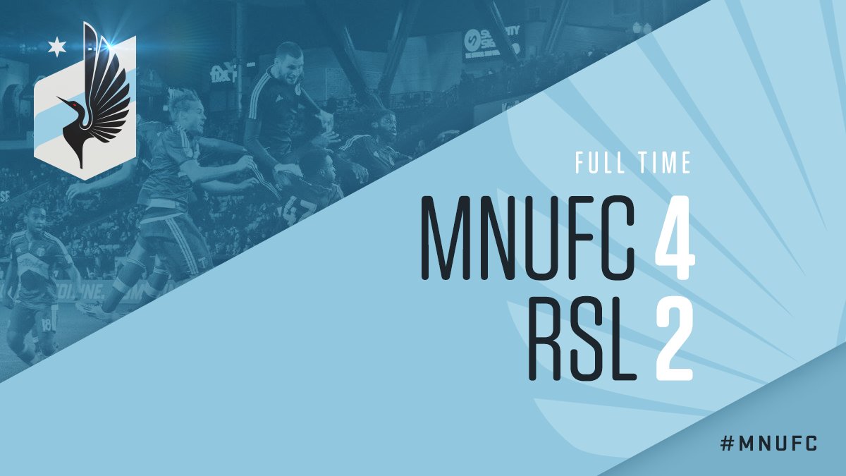 MNUFC's tweet photo. Well Now

FT | #MINvRSL | 4-2 https://t.co/0eJyRCsfKm