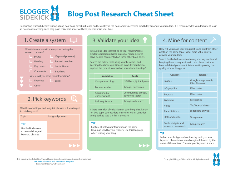 BloggerSidekick's tweet photo. Shortcut the blog post research process with this cheat sheet [Free Download] https://t.co/xz0DXebu76 https://t.co/KCO0beElXn