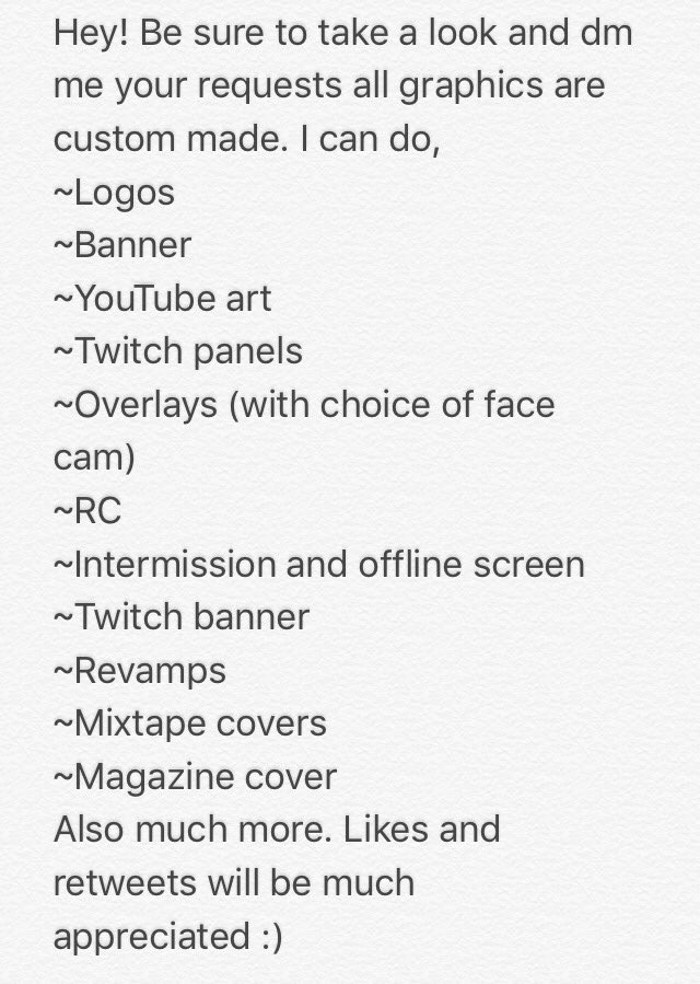 LORNASMEMORY's tweet photo. An experienced gfxer! Take a look below for details👇Dm me your requests!
@GridcoreRTs
@HyperRTs
@DevilRTs
@YTRetweets
@NightRTs https://t.co/xlrOVtp52W