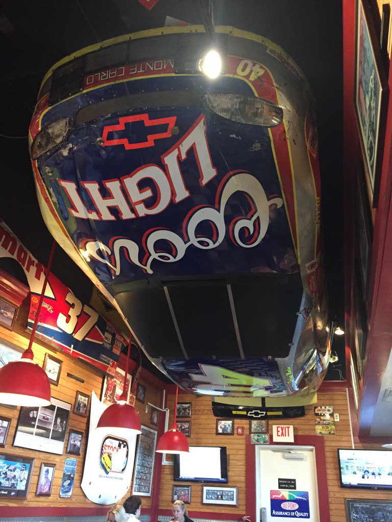 Dinner at the Stock Car Cafe in the Charlotte airport. Cool decor and .....