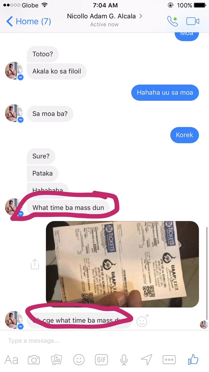 LeojAko's tweet photo. Early convo with pouty friend @troutymouth04 Seriously, he is inviting me to church? Haha! #blessedSunday #BRAThers 🙏🏼🤣😘 https://t.co/qWNbXyARVZ