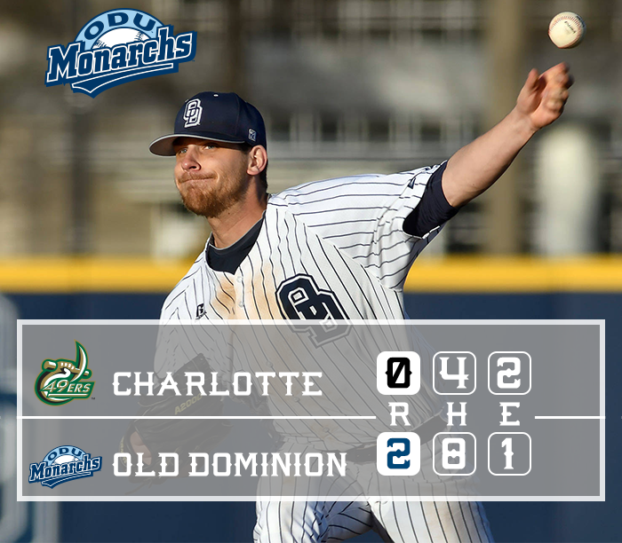ODUBaseball's tweet photo. Final: Bainbridge throws a full game shutout as #ODUBaseball takes down Charlotte in game 2 #ODUSports https://t.co/SzZpTahwqP