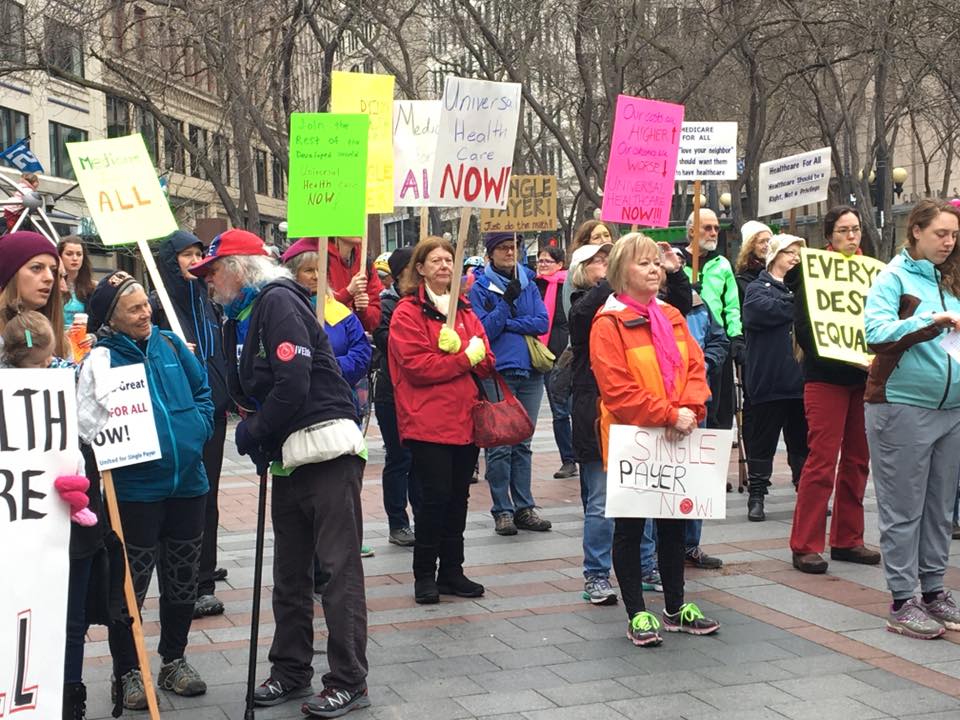 HealthMarch's tweet image. We loved the #ProtestSigns at the #MarchForHealthSeattle rally! Thanks @cmkshama coming #MarchForHealth &amp;amp;&amp;amp; hearing us say #PainIsNonpartisan