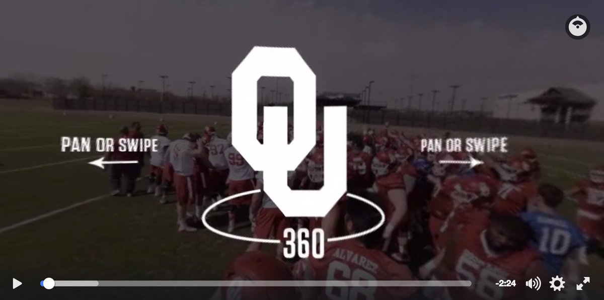 OU_Football's tweet photo. Take a look around at spring practice... literally. #Sooners in 360°!!!

🔄 https://t.co/f3U9KBiN6n
(use the YouTube app on mobile) https://t.co/7AAZYQevUz