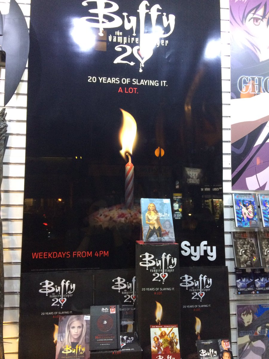 amileee's tweet photo. Awesome @ForbiddenPlanet display in London. Showing the Chosen One lots of love #20yearsofBuffy https://t.co/K3wvpG5xZh