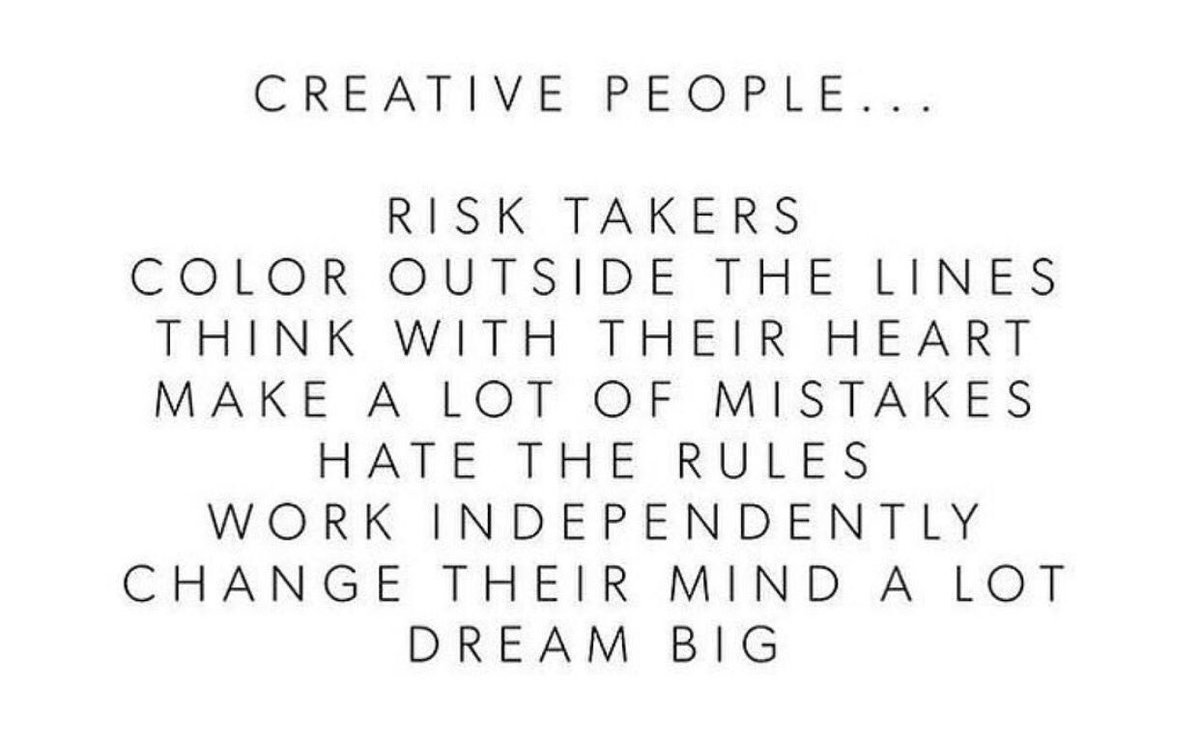 Creative people are those who take the risks, live w/ passion & dream big. #creativity #inspiration #ArtsEd #artists @FYLFoundation @artofwb