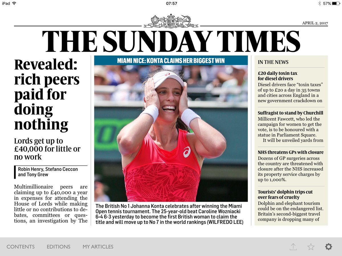 Women's Sport Trust (@womensporttrust) on Twitter photo Happy days - <a href="/JoKonta91/">Johanna Konta</a> puts women's sport on the front pages. Right where it should be. @thesundaytimes Happy days - <a href="/JoKonta91/">Johanna Konta</a> puts women's sport on the front pages. Right where it should be. @thesundaytimes