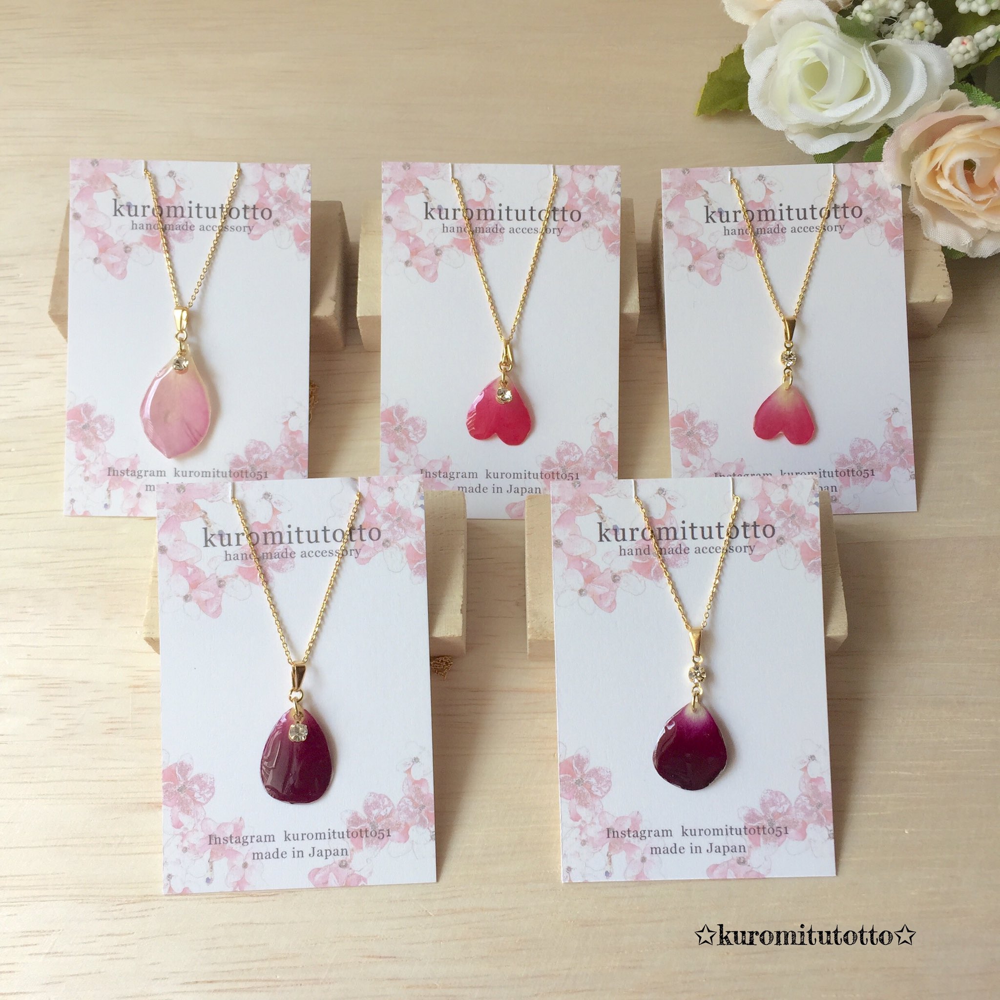 レジンネックレス♡染めバラピンク シリコンモールド ミニ バラ 