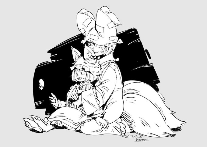 お絵かき:東方 藍、橙 