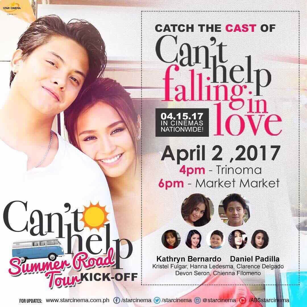 DanielRocksABRA's tweet photo. See the casts of Can't Help Falling in Love LIVE at Trinoma and Market Market today! See photo for details #CHFIL https://t.co/jfyOkTkIdG