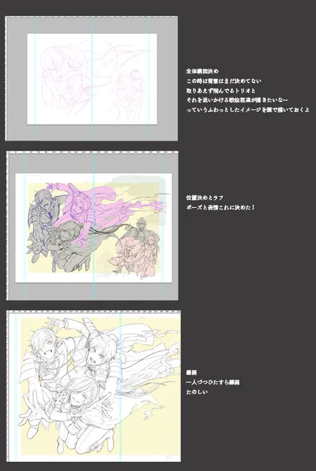 リクエストから メイキングが見たいと頂いていたので丁度表紙絵が描けた所だったからこれを使って簡単に流れを描いてみました ありがとうございましたー 