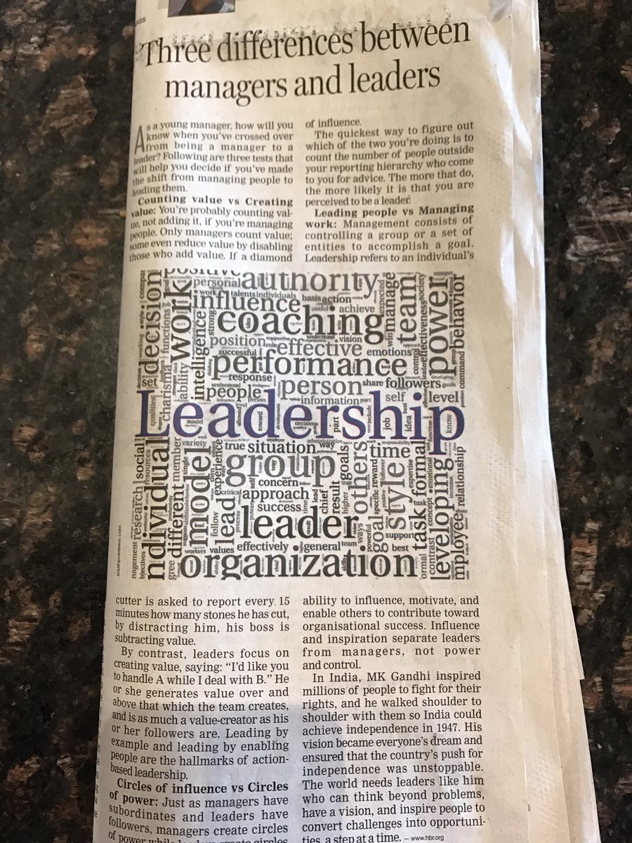 Same issues the world over - leadership v management in the Himalayan Times today!
