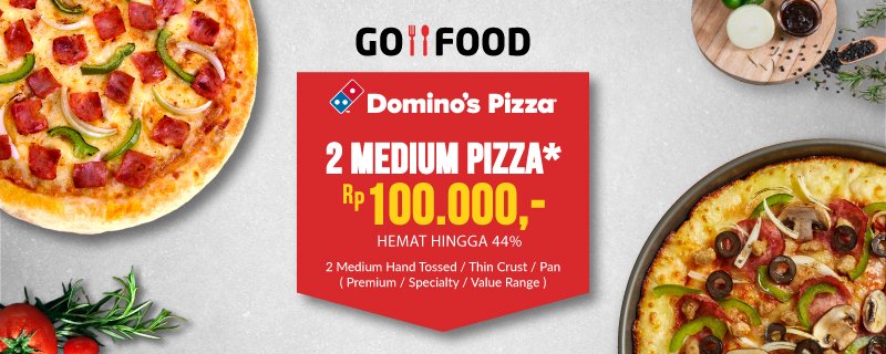 gojekindonesia's tweet photo. Nikmati promo menarik dari Domino's Pizza! Dengan Rp100.000 kamu bisa mendapatkan 2 Pizza dari Domino’s. https://t.co/ZeGxC5AMRI